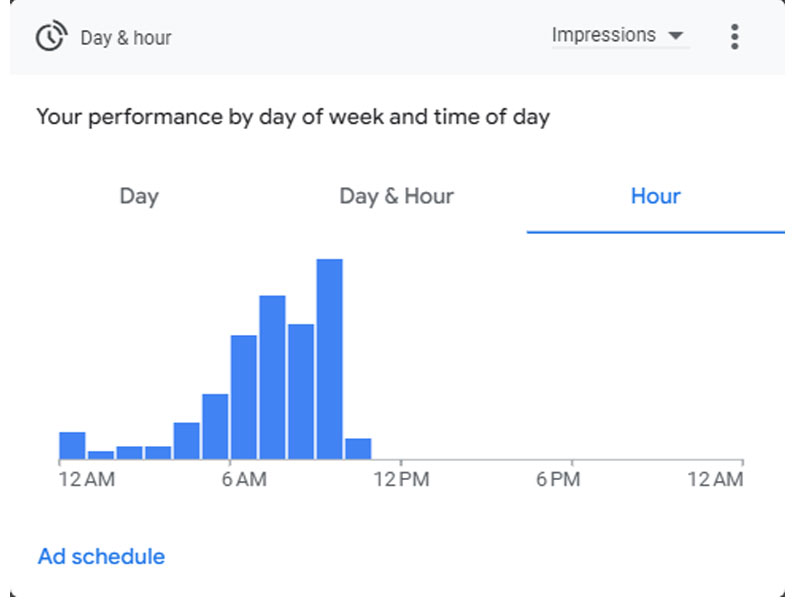 Google Ads Day and Hour Impressions